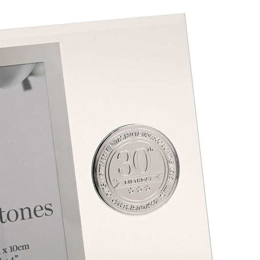 30th Birthday Gift Photo Frame with Metal Badge 4" x 6"