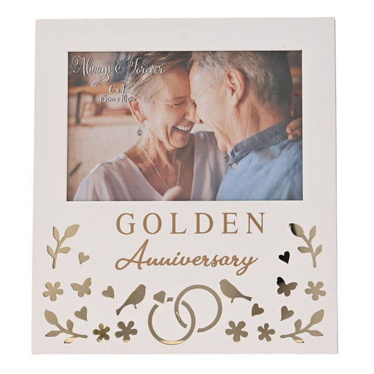 Gold Anniversary Gift Photo Frame 6 x 4ins