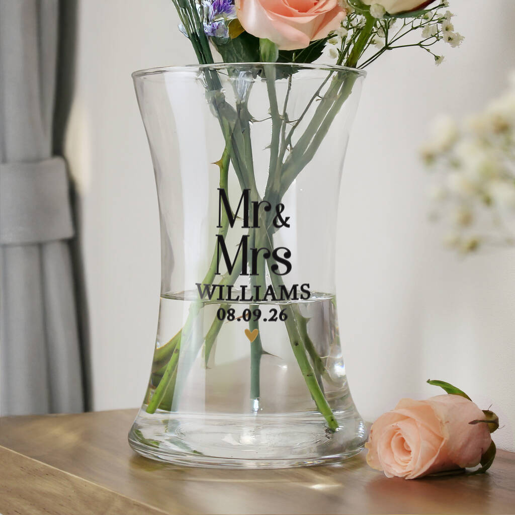 Wedding Anniversary Gifts For Couples Personalised Glass Flower Vase