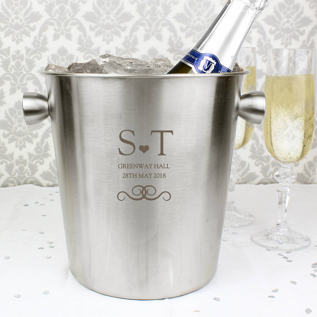 Wedding Anniversary Gifts Personalised Monogram Stainless Steel Ice Bucket