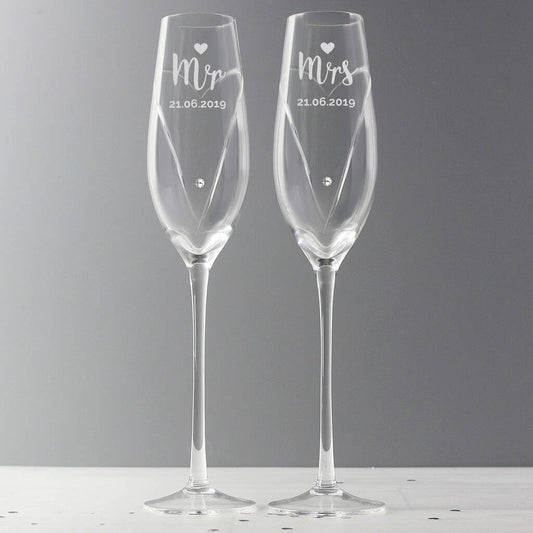 Wedding Toasting Glasses Mr And Mrs Crystal Flutes