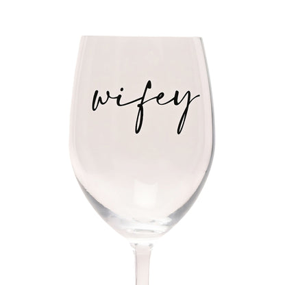 Amore Wine Glass Black Words - Wifey