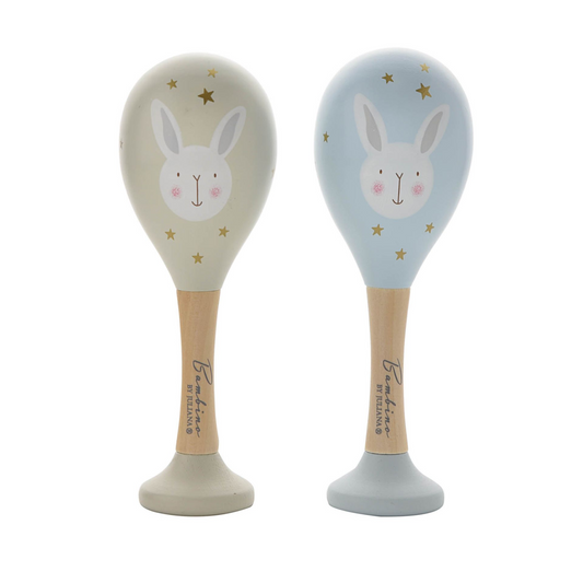 Baby Toy Wooden Maracas Rabbit Blue