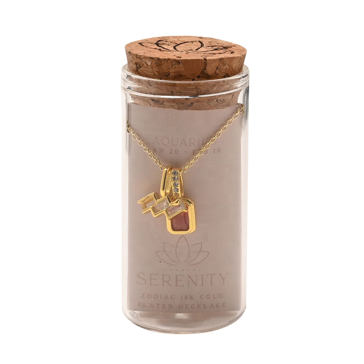 Serenity Zodiac 18k Gold Plated Necklace - Aquarius