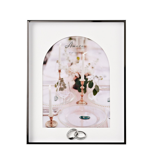 Wedding Anniversary Gift - Box  Arch Photo Frame With Rings 6" x 8"