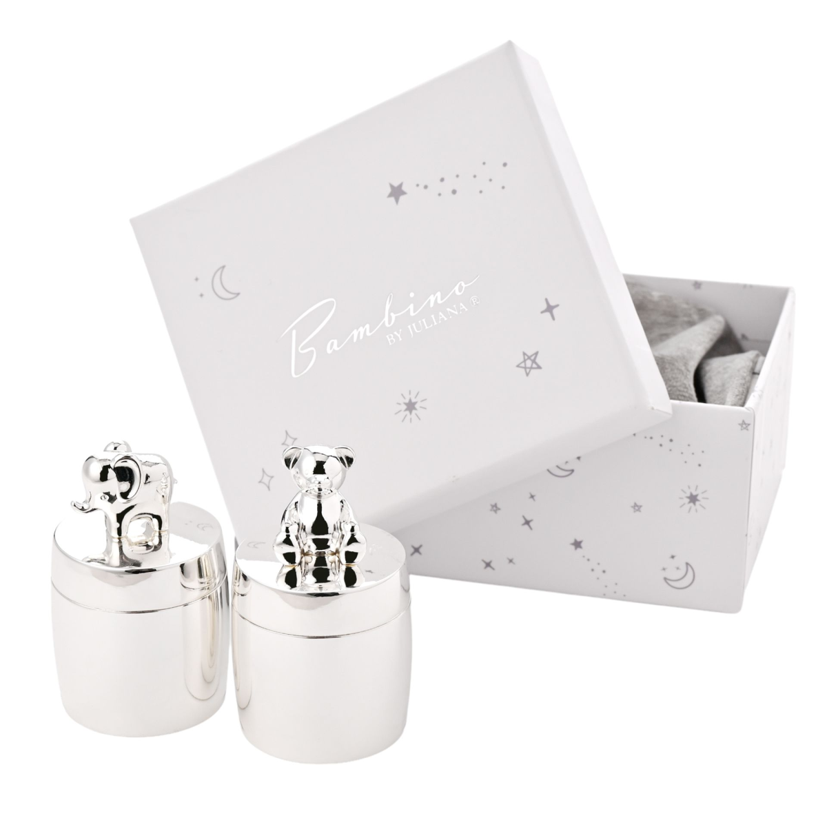 Bambino Silverplated Elephant and Teddy Tooth and Curl Boxes