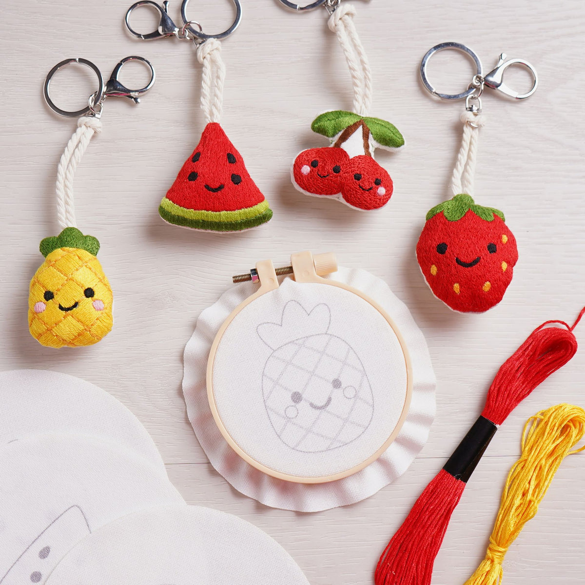 Craft Gifts Embroidery Set - Fruity Bag Charms/Keyrings