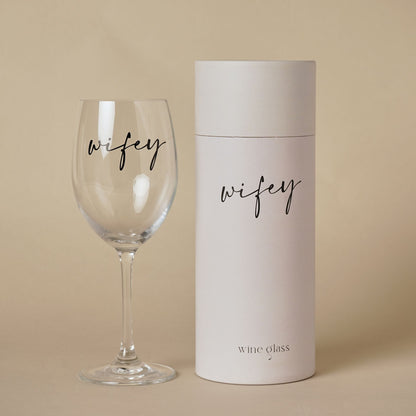Amore Wine Glass Black Words - Wifey