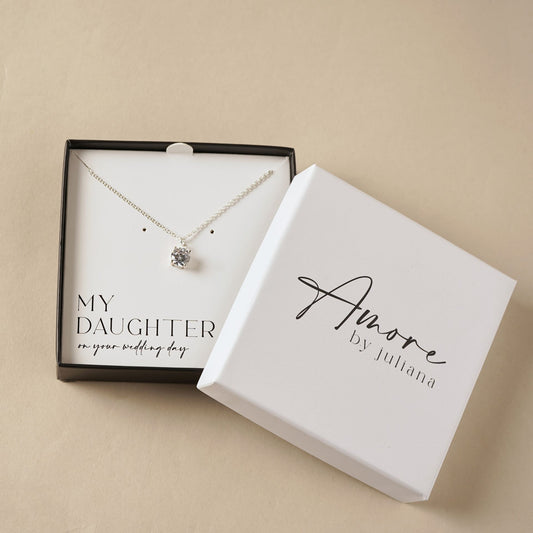 Daughter Gift Silver Plated Necklace Crystal Pendant