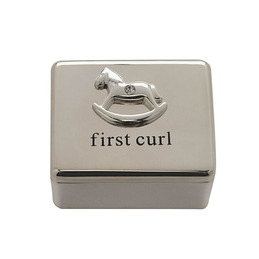 Silver Plated Rocking Horse First Curl Box Gift For Baby