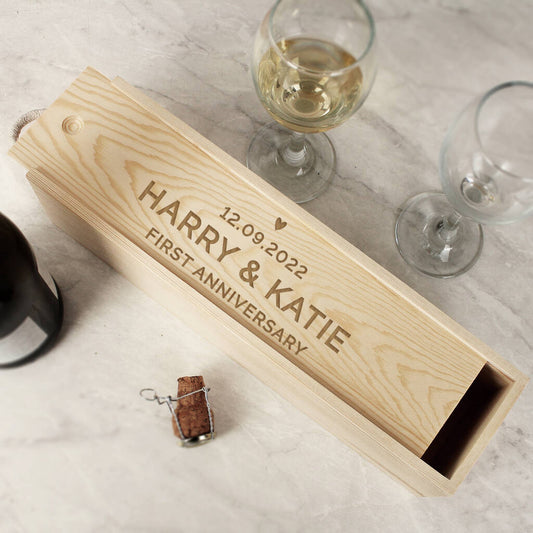 1st Anniversary Gifts Personalised Wine Bottle Box
