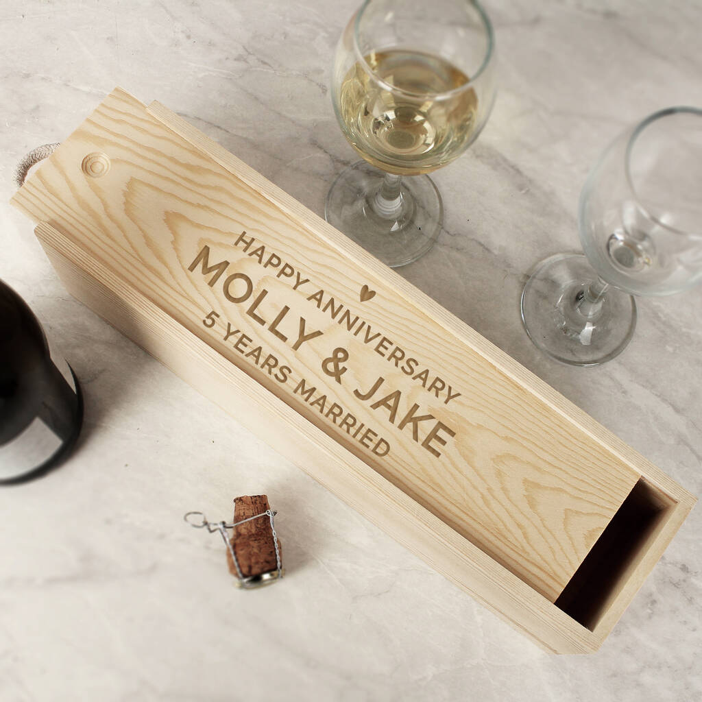 1st Anniversary Gifts Personalised Wine Bottle Box