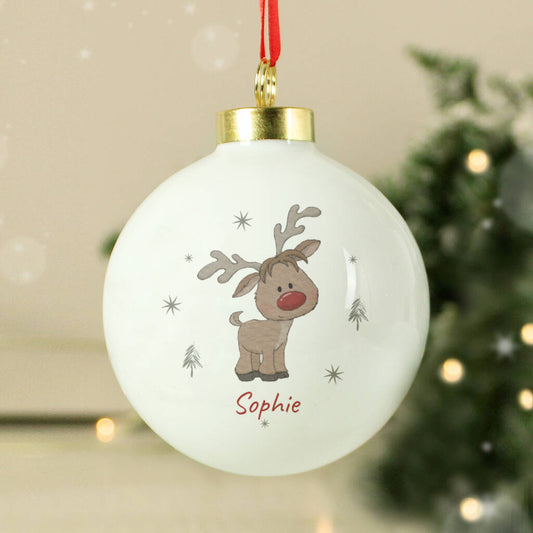 Baby's First Christmas Bauble Personalised Reindeer Bauble