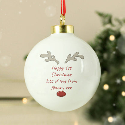 Baby's First Christmas Bauble Personalised Reindeer Bauble
