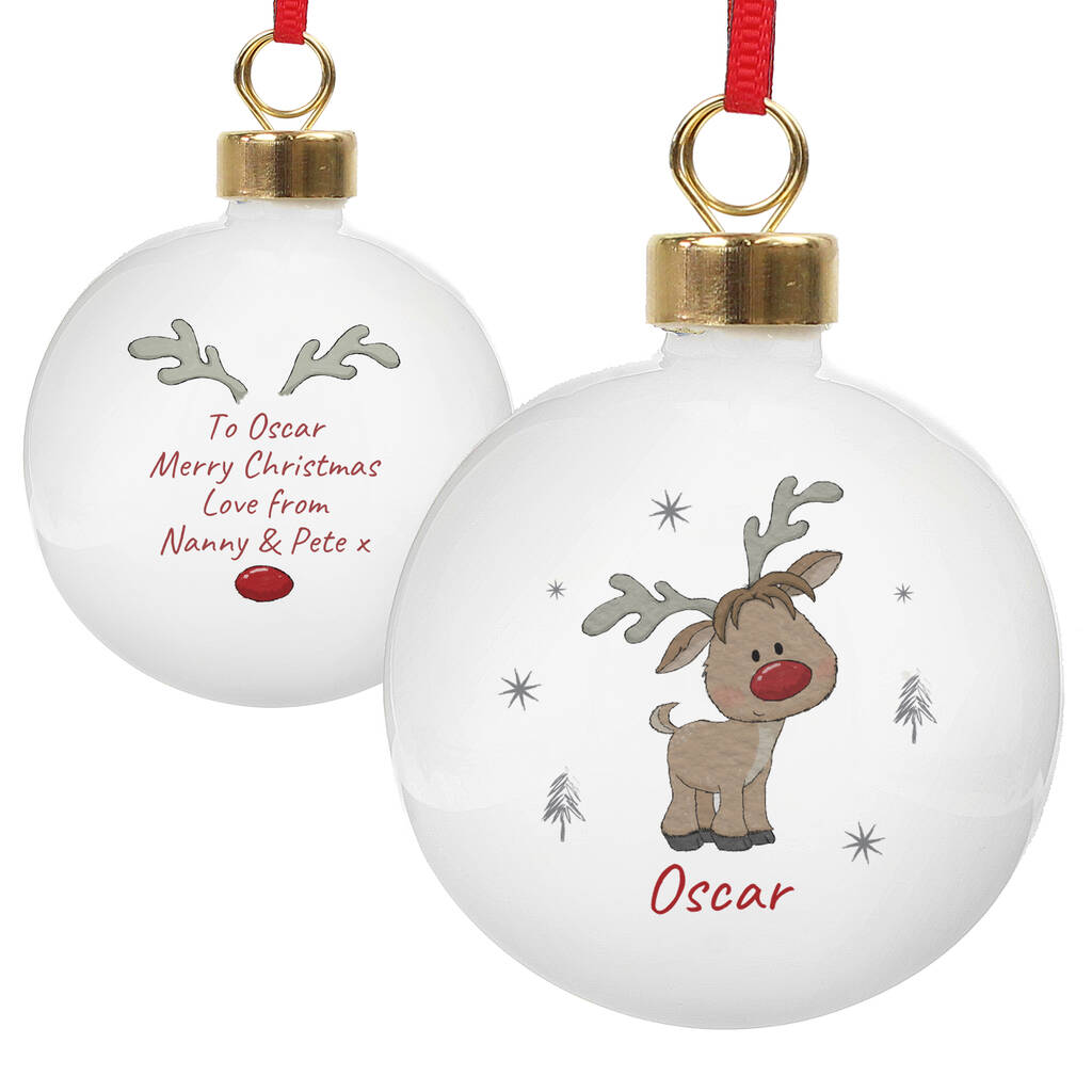 Baby's First Christmas Bauble Personalised Reindeer Bauble