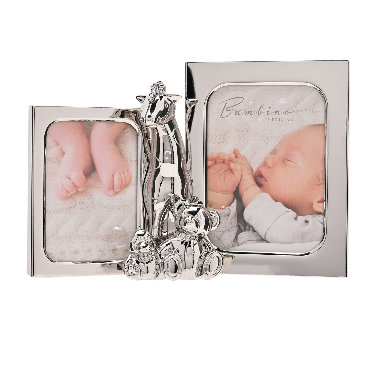 Double Photo Frame with Giraffe & 2 Teddies