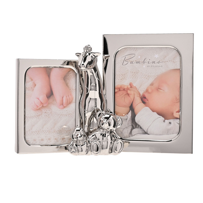 Double Photo Frame with Giraffe & 2 Teddies