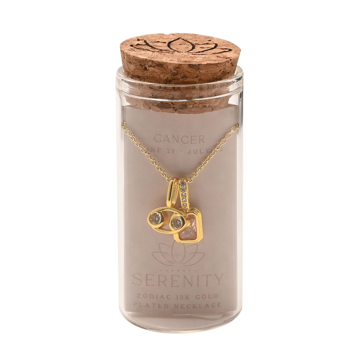 Serenity Zodiac 18k Gold Plated Necklace - Cancer