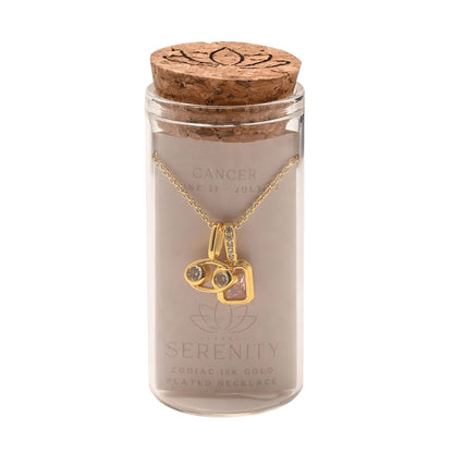 Serenity Zodiac 18k Gold Plated Necklace - Cancer