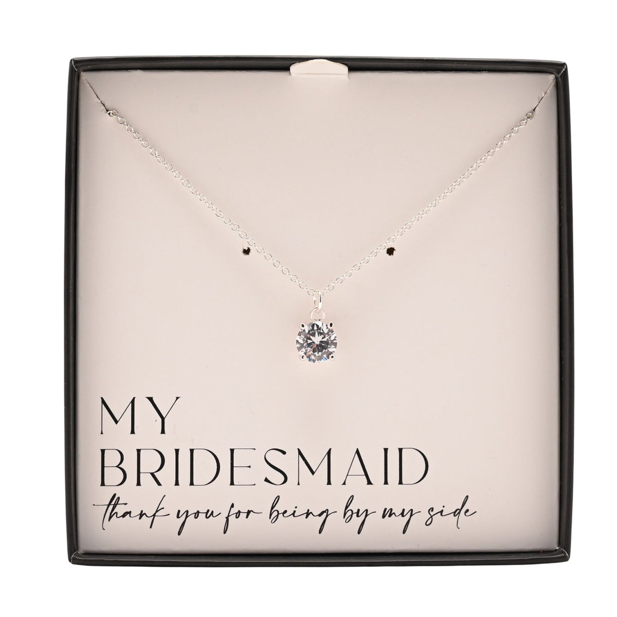 Amore Silver Plated Necklace Crystal Pendant - Bridesmaid