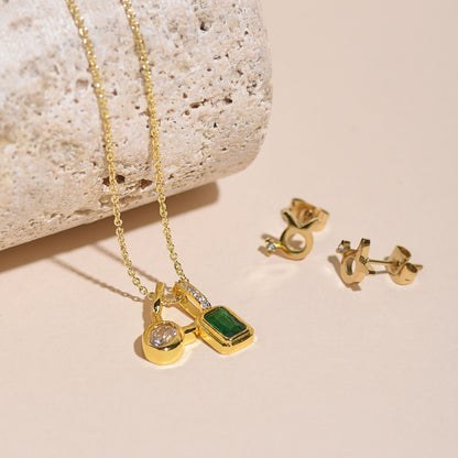 Serenity Zodiac 18k Gold Plated Earrings - Taurus