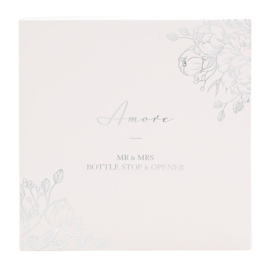 Amore Mr & Mrs Bottle Stop and Opener Set
