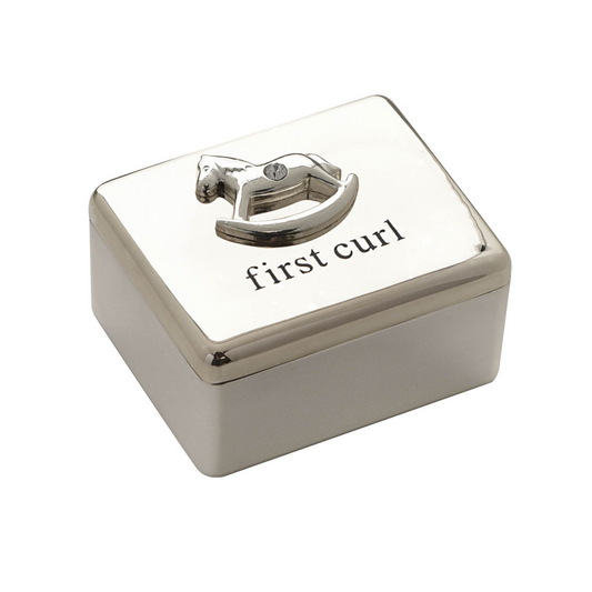 Silver Plated Rocking Horse First Curl Box Gift For Baby