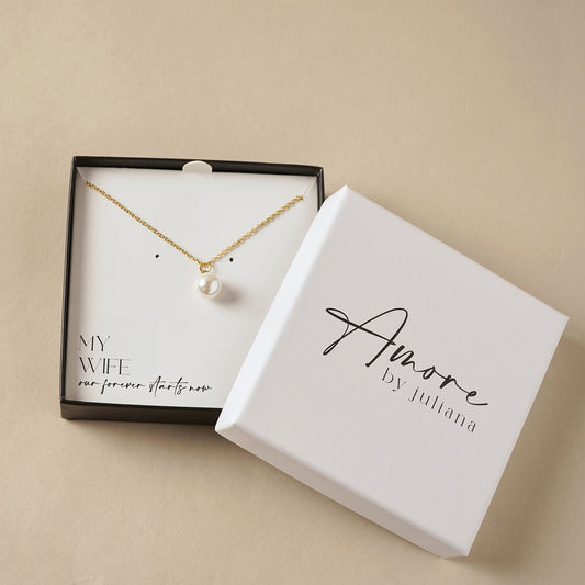 Wife Gift  Gold Plated Necklace Faux Pearl