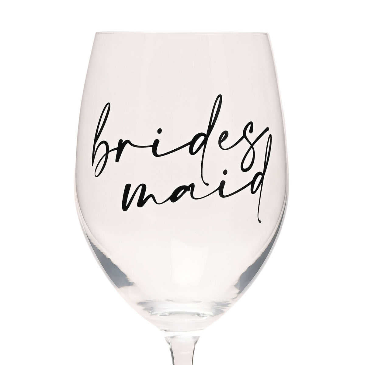 Amore Wine Glass Black Words - Bridesmaid