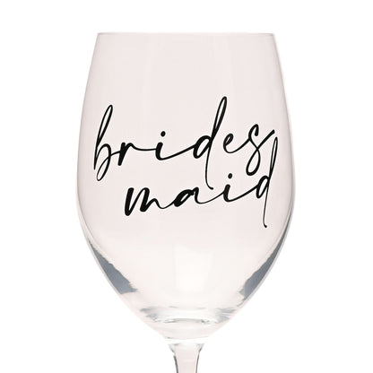 Amore Wine Glass Black Words - Bridesmaid