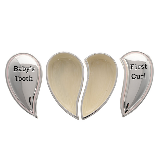 Baby Tooth & Curl Set - Heart Silver Plated