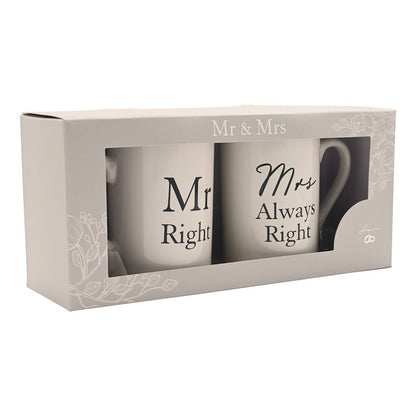 Amore 2 piece Mug Set - "Mr Right / Mrs Always Right"
