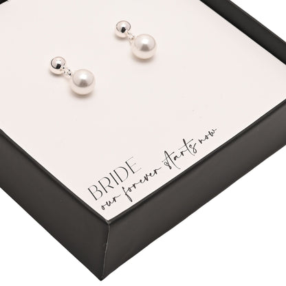 Amore Silver Plated Earrings Faux Pearl - Bride