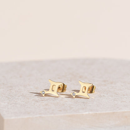 Serenity Zodiac 18k Gold Plated Earrings - Gemini
