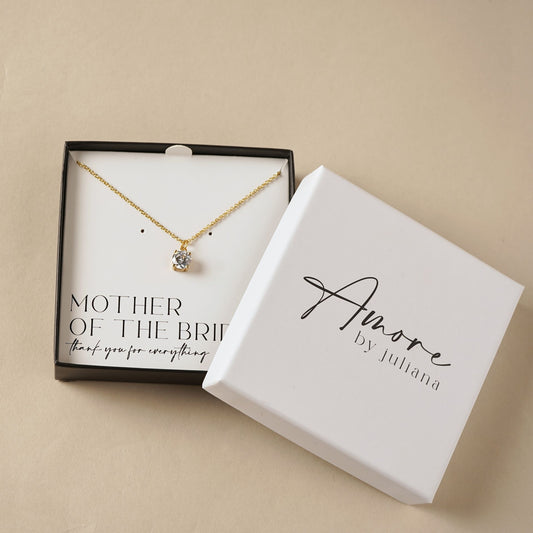 Mother Of The Bride Gift - Gold Plated Necklace Crystal Pendant