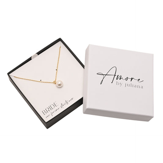 Bride Gift Silver Plated Necklace Faux Pearl