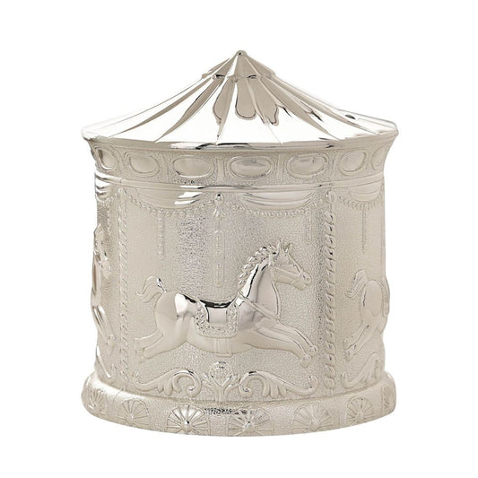 Gift For Children & Baby Silver Plated Carousel Money Box