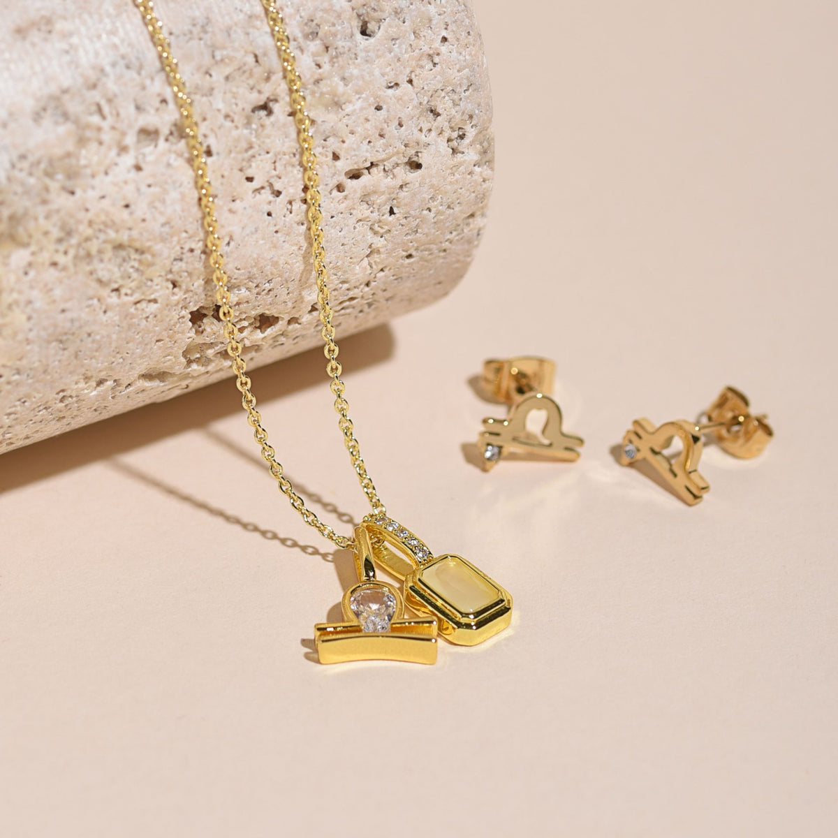 Serenity Zodiac 18k Gold Plated Earrings - Libra