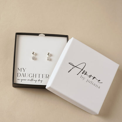 Amore Silver Plated Earrings Crystal - Daughter
