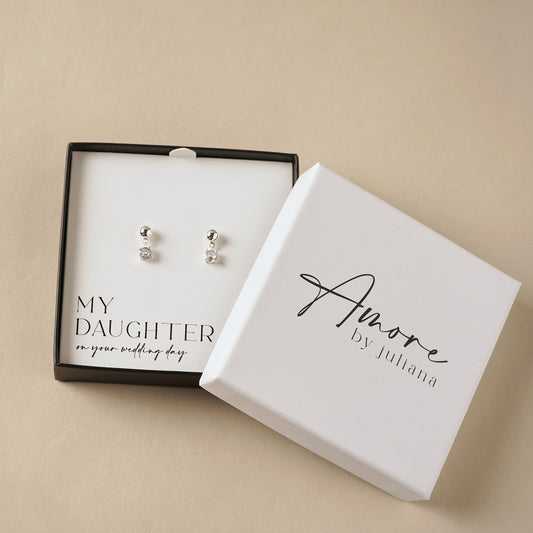 Daughter Gift - Silver Plated Earrings Crystal