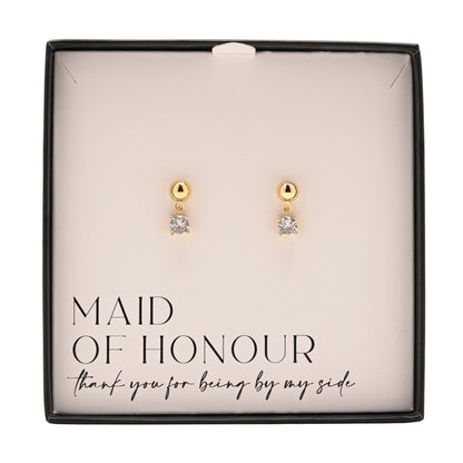 Amore Gold Plated Earrings Crystal - Maid Of Honour
