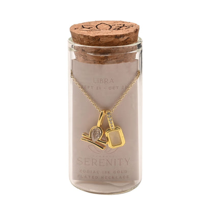 Serenity Zodiac 18k Gold Plated Necklace - Libra