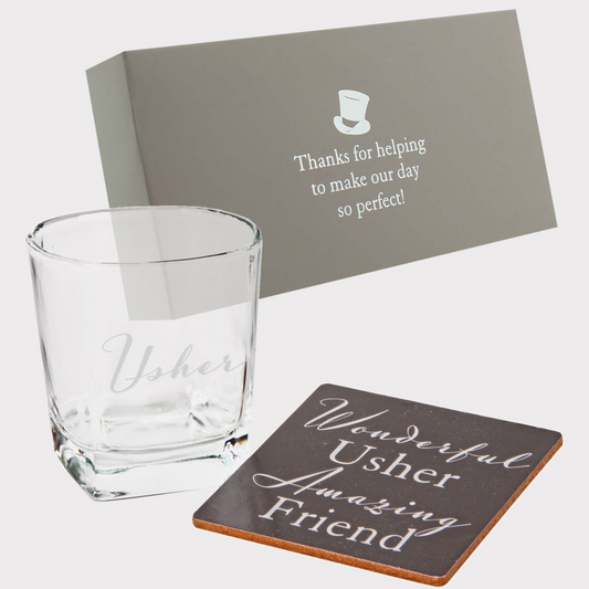 Usher Gift - Whisky Glass & Coaster