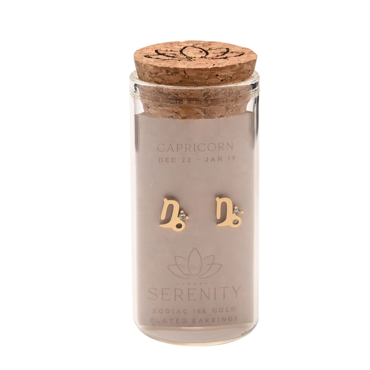 Serenity Zodiac 18k Gold Plated Earrings - Capricorn