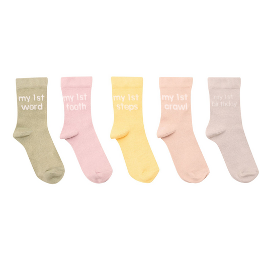 Baby Keepsake Gift Socks My First Milestones 6-12 Months Pack of 5 Pairs