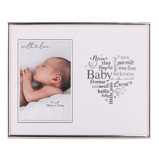 Baby Silver Heart Photo Frame 4" x 6"