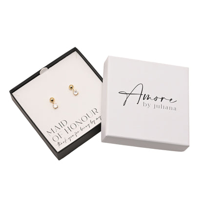 Amore Gold Plated Earrings Crystal - Maid Of Honour