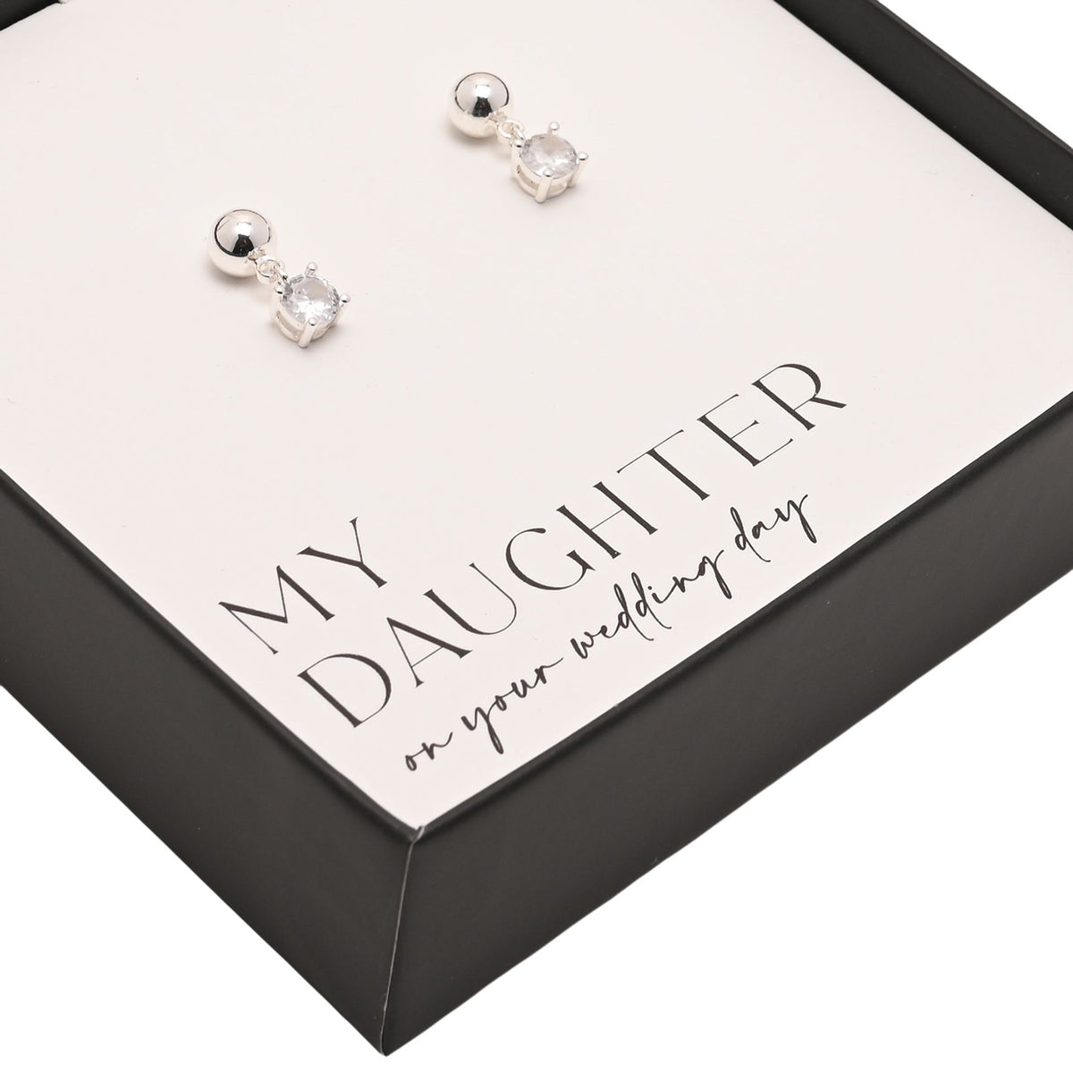Amore Silver Plated Earrings Crystal - Daughter
