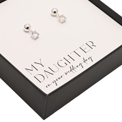 Amore Silver Plated Earrings Crystal - Daughter