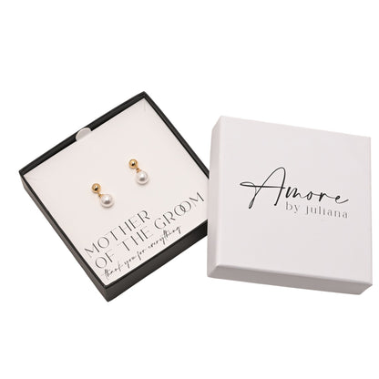 Amore Gold Plated Earrings Faux Pearl - Mother Of The Groom